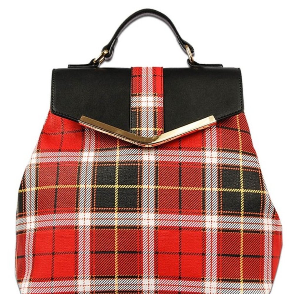 Red Black Buffalo Plaid Check Bag